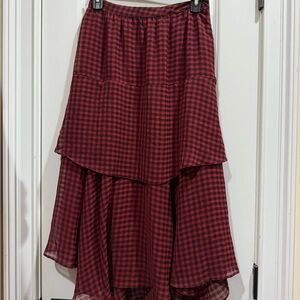 Vestique Red Plaid Midi Skirt